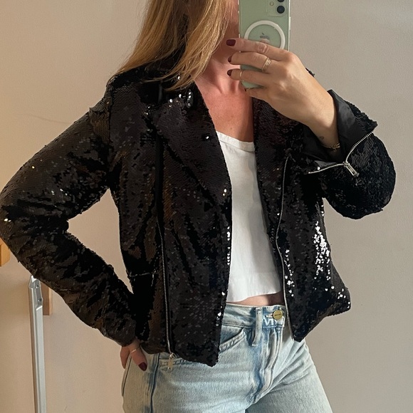 NWOT sequin moto jacket - Picture 6 of 12